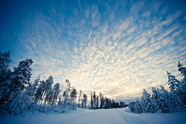 Kuvituskuva talvisesta maisemasta pohjoisessa.
